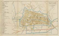 214035 Plattegrond van de stad Utrecht, met weergave van het stratenplan met namen, bebouwing, wegen en watergangen. ...